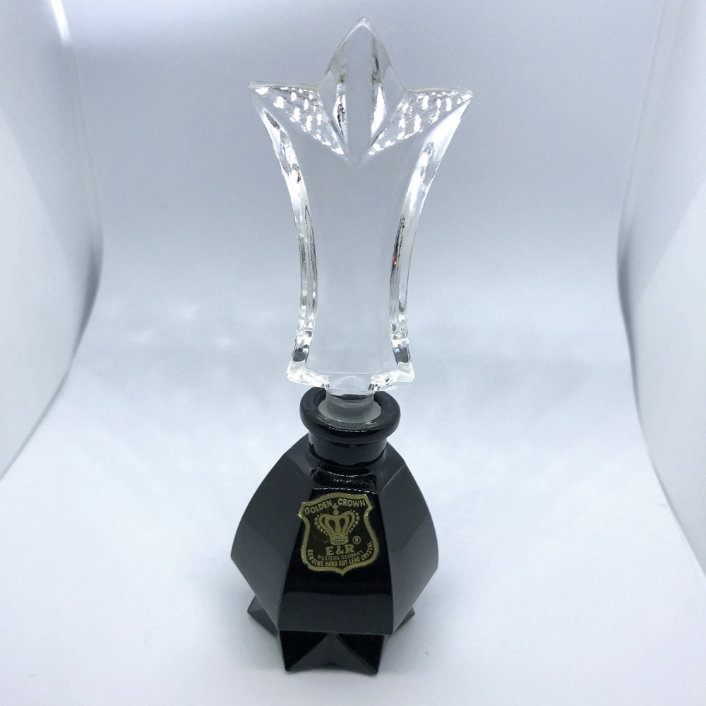 EUC Vintage Golden Crown Lead Crystal Bottle